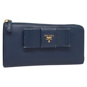 PRADA Long Wallet Safiano leather Blue Auth 121255